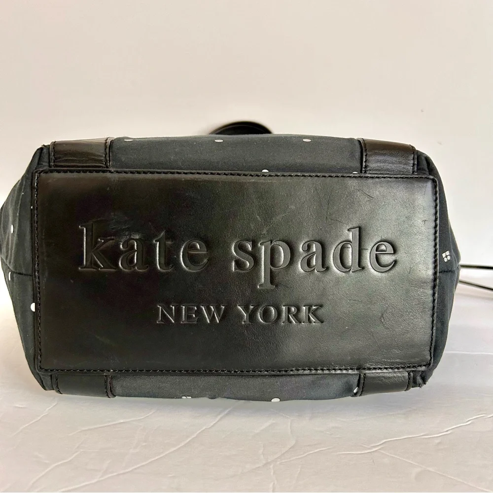 Kate Spade Vintage Black & White Polka Dot Double Handle Shoulder Bag - Picture 6 of 14